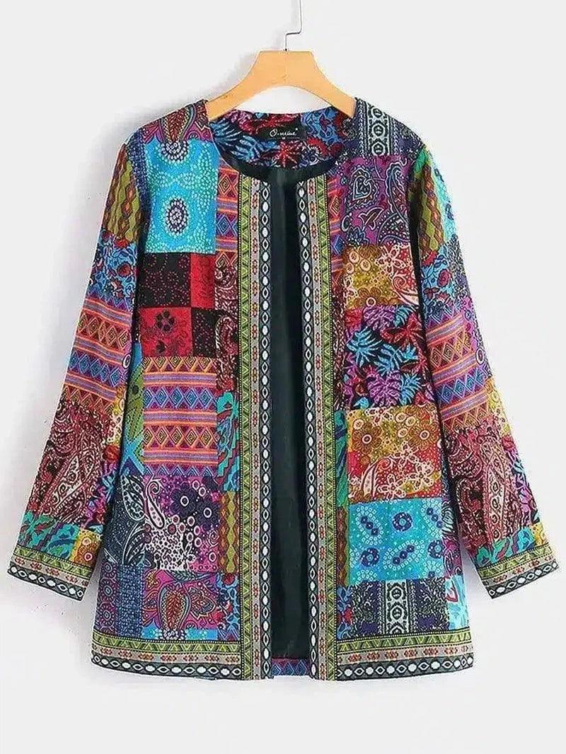 LOVEMI - Lovemi - Printed Loose Long Sleeve Jacket Cardigan