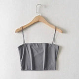 Womens Spaghetti Strap Crop Tops-Dark Grey-9