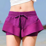 Quick-dry Skirt Pants Double Layered Fitness Yoga Pants-Purple-9