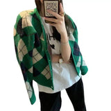 Warm Plaid Women's Cardigan Sweater-1