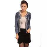 LOVEMI - Lovemi - Rhinestone Sequin Vintage Denim Jacket