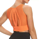 Women's Breathable Mesh Sports Top-Orange-2