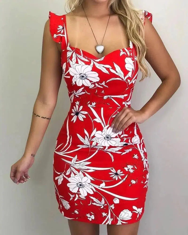 Sleeveless printed hip dress-gules-24