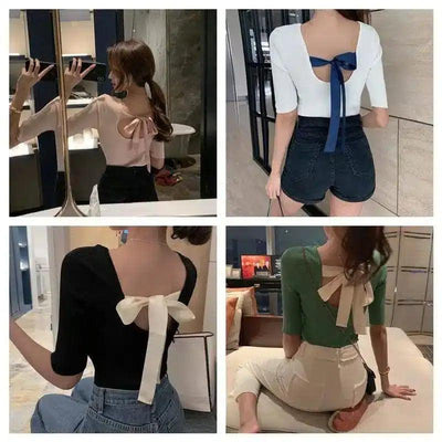 Slim And Thin Temperament Thin Knitted T-shirt Halter Strap-1