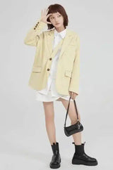 LOVEMI - Lovemi - Small Suit Jacket Female Autumn Creamy Yellow