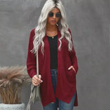 LOVEMI - Lovemi - Solid Color Mid-length Knitted Coat Cardigan Long