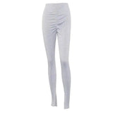 LOVEMI - Lovemi - Solid color pleated leggings