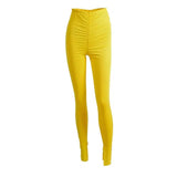 LOVEMI - Lovemi - Solid color pleated leggings