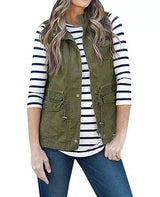 LOVEMI - Lovemi - Solid Color Sleeveless Button Vest Jacket