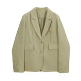 Classic Men's Blazer with Front Pockets-Mustard green-5