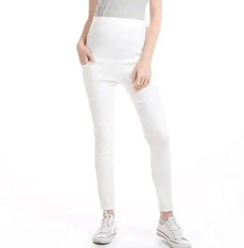 Spring pregnant women wild trousers pants-White-3