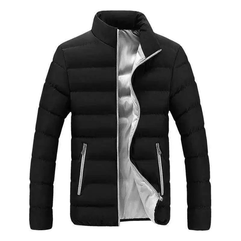 Stand-Up Collar Padded Slim Down Padded Jacket-Gray-1