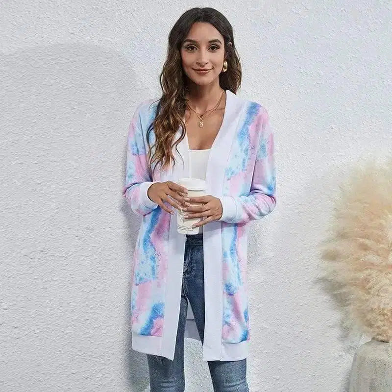 LOVEMI - Lovemi - Tie-dye Christmas Leopard Print Knitted Cardigan