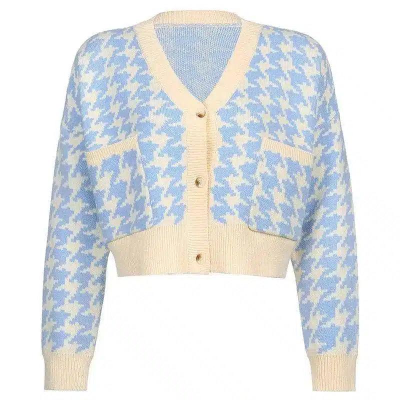 Warm Knit Cardigan for Casual Wear-Blue-2