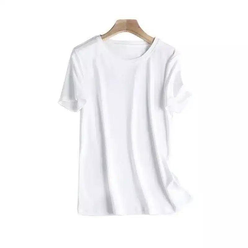 V-neck mercerized cotton T-shirt-2 White-1