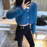 Cozy Fleece V Neck Cropped Cardigan-1