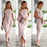 Versatile Wrap Midi Dress in Assorted Colors-Pink-20