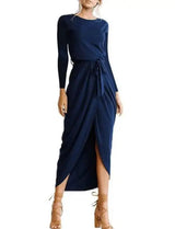 Versatile Wrap Midi Dress in Assorted Colors-Navyblue-53