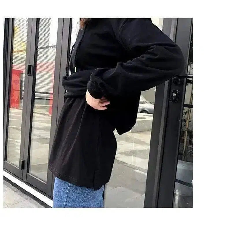 Wear a Fake Hem Sweatshirt With a Hem Skirt Casual Bottoming-Black-5