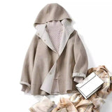 Woolen Hooded Coat with Button Closure-Oatmeal-1