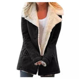 Women's Fleece-Lined Denim Jacket-Black-11