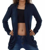 Women's Casual Open Front Long Cardigan-Dark Blue-1