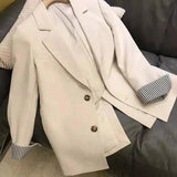 Men's Striped Cuff Blazer for Formal Wear-Beige-3