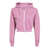 Zip-Up Hooded Sweatshirt for Casual Wear-Pink-4