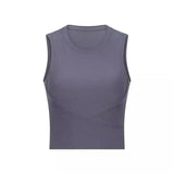 Women's Sleeveless Workout Top and Leggings Set-Grey-2