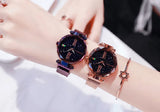 Luxury Women Watches Ladies Clock Magnet Buckle Starry Diamond Geometric Surface Quartz Wristwatch-4