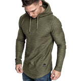 Men Hoodie Sweatshirt Casual Long Sleeve Slim Tops Gym-Green-6