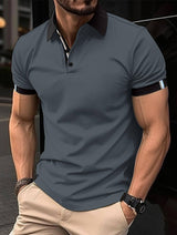 Men's Casual Button Solid Color Short Sleeves-Gray-10