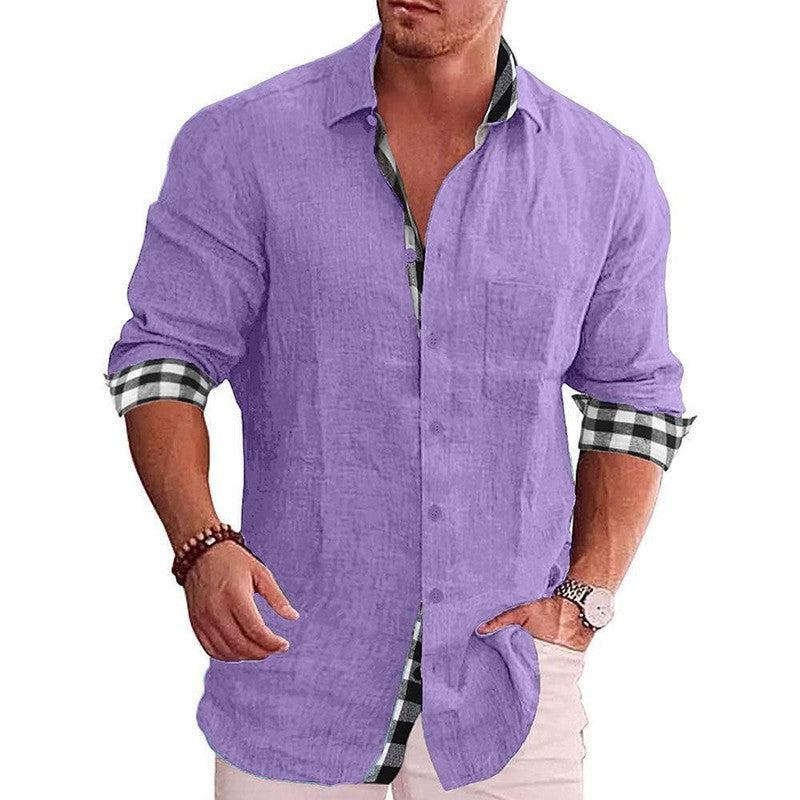 Men's Shirt Long Sleeve Casual Dark Purple / 5XL-Light Purple-9