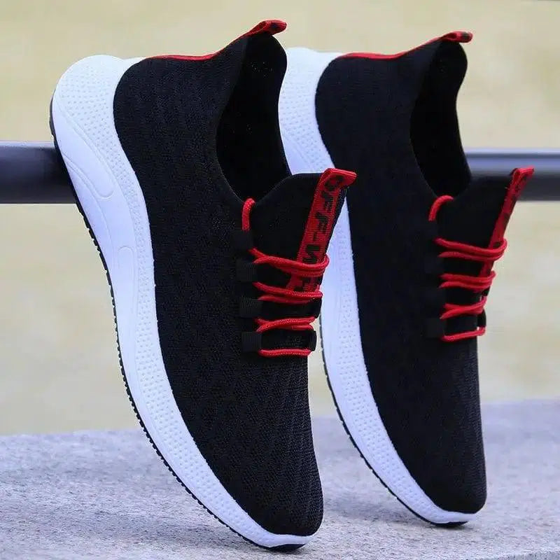 Men's Shoes Summer Breathable Sneakers For Men-Scarlet Black-6