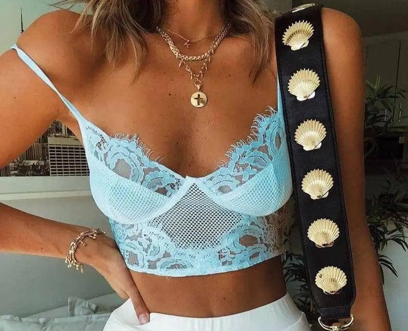 Lingerie Lace How Much Sling Bra-LightBlue-4