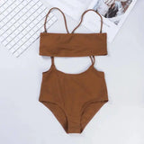 Ms. Split Swimsuit Sexy Solid Color Irregular Bib Bikini-1