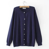 Autumn Winter Plus Size Cardigan Sweater Woman Fashion Navy Blue Solid Color O-Neck Full Sleeve Knitted Thin Jumpers-1