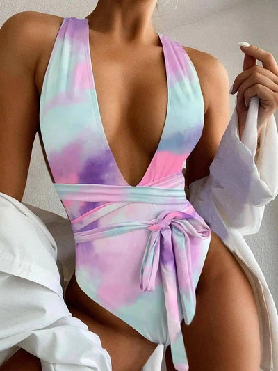 One-Piece Bikini Swimsuit Multicolor Ladies-2