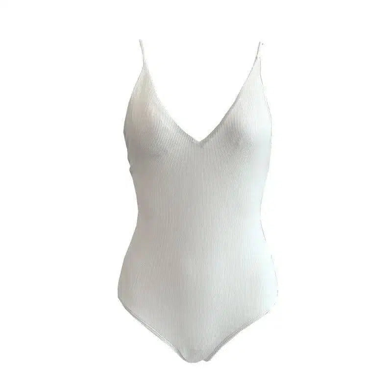 One-piece swimsuit blouse bikini-White-2