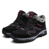 Outdoor Snow Plus Velvet Warm Women's Cotton Shoes-Blackred-2