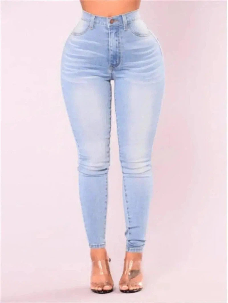 Pack hip pencil jeans blue large size-Blue-2