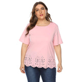 Plus Size Pink Laser-Cut Top 3XL-7XL-Pink-6