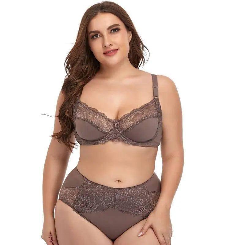 Plus Size Underwire Lace Trim Lingerie-6