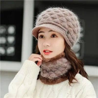 Plush thick warm ear protection scarf hat-Camel-10