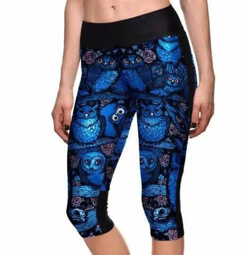 point pants women's leggings Blue Owl digital print women-1