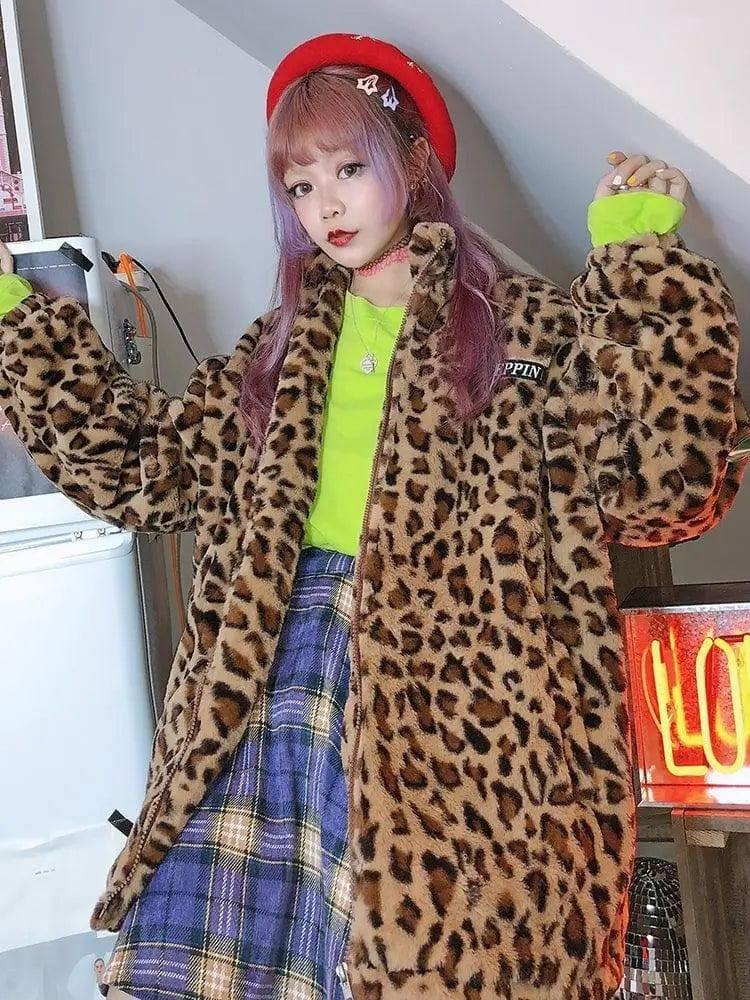 popular Korean version of the street hip hop retro leopard-One Size-1