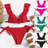 Pure Color Split Flashing Bikini European And American Sexy-1