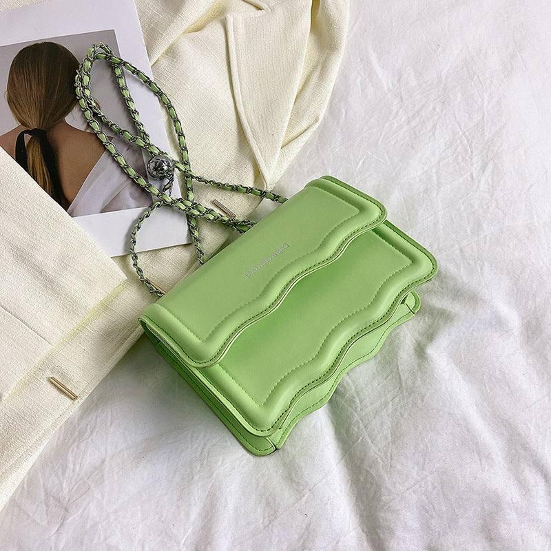 Retro Solid Color Simple And Stylish Casual Shoulder-Green-8