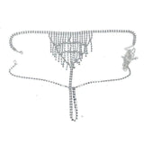 Rhinestone Sexy Lingerie Suit Body Chain-Silver-3