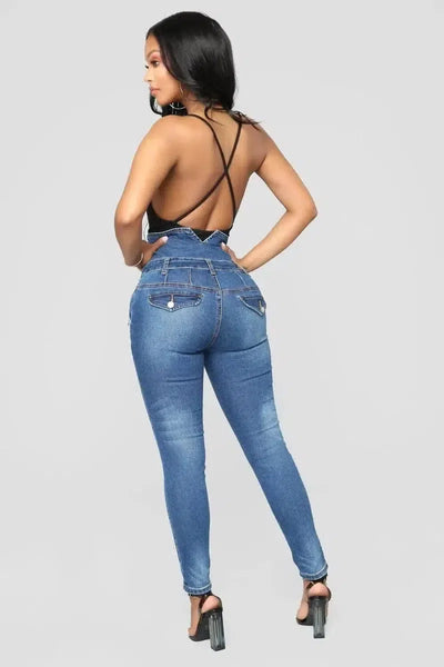 Ripped hole fashion Jeans Women High Waist skinny pencil-2